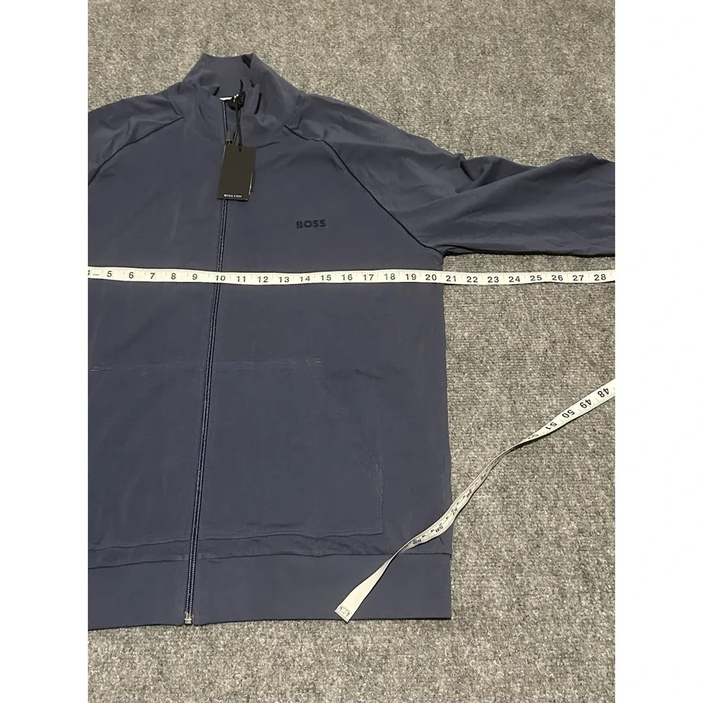 Hugo Boss Mens M Greyish Blue Full Zip Mix & Match Mock Neck Jacket NWT